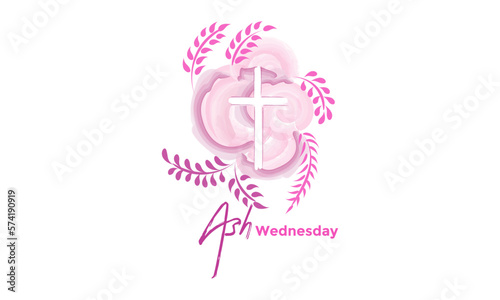 Ash Wednesday Cross Vector Art. Ash Wednesday With Cross, Blessing, Worship, Holy background design. 	