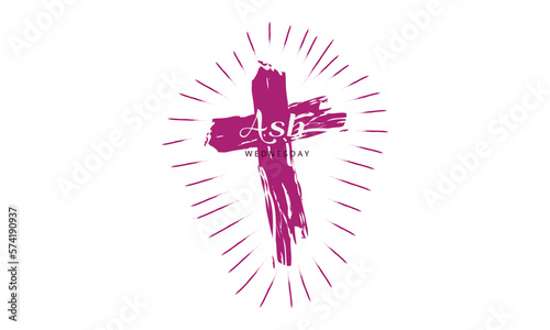 Ash Wednesday Cross Vector Art. Ash Wednesday With Cross, Blessing, Worship, Holy background design. 	