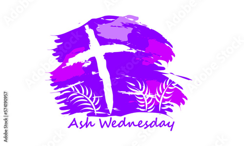 Ash Wednesday Cross Vector Art. Ash Wednesday With Cross, Blessing, Worship, Holy background design. 	