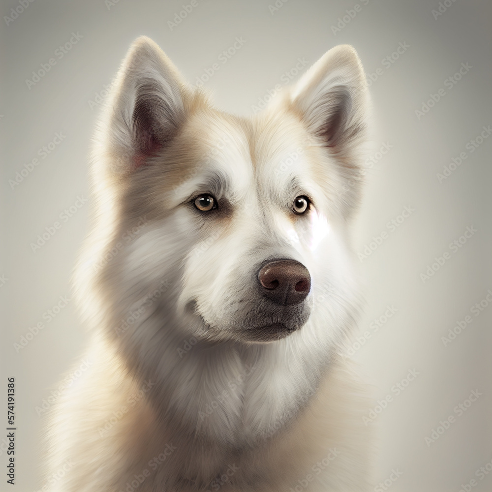 Alaskan Malamute portrait. Realistic illustration of dog isolated on white background. Dog breeds