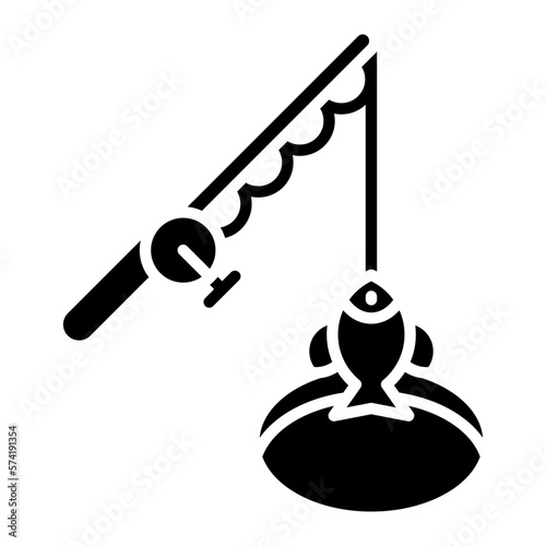 Ice Fishing Glyph Icon