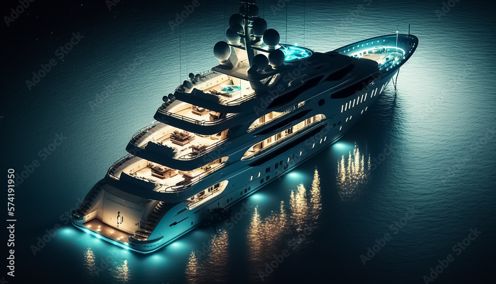 Φωτογραφία Top-down view of large super yacht  large private luxurious modern private super yacht