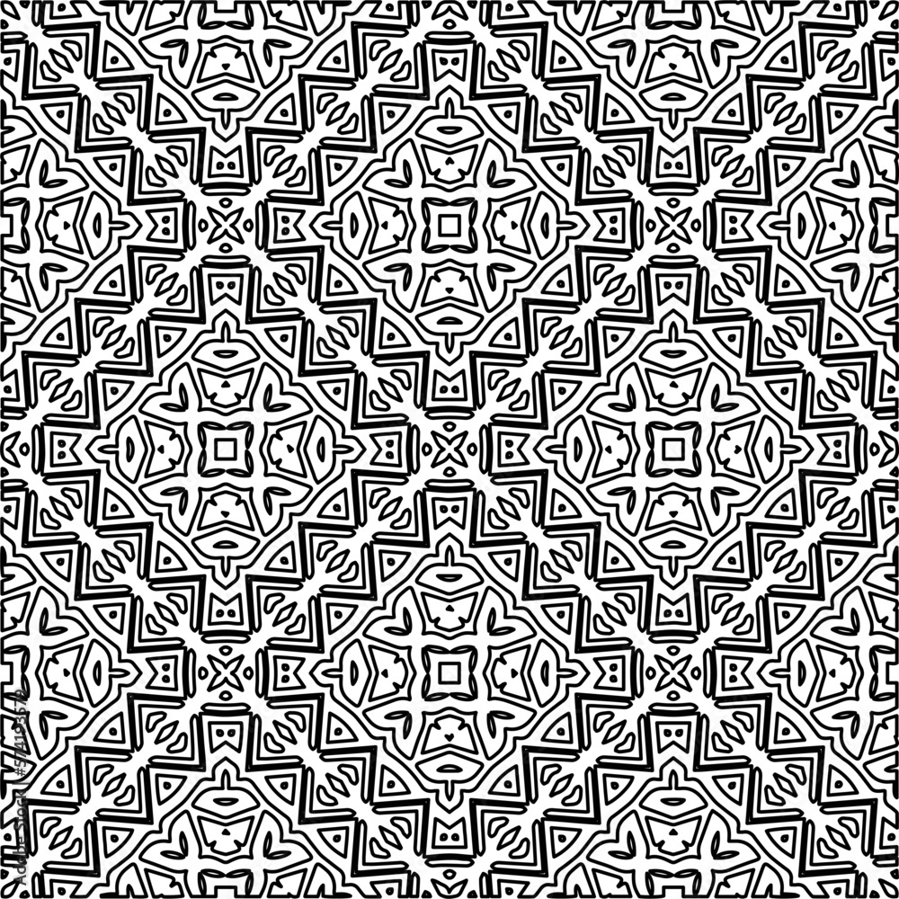 Monochrome ornamental texture with smooth linear shapes, zigzag lines, lace pattern.Abstract geometric black and white pattern for web page, textures, card, poster, fabric, textile.
Monochrome ornamental texture with smooth linear shapes, zigzag lines, lace pattern.Abstract geometric black and white pattern for web page, textures, card, poster, fabric, textile.