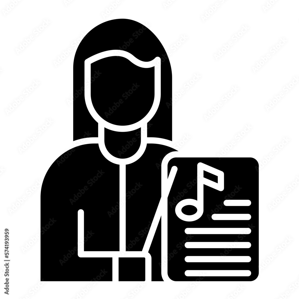 Music Teacher Female Glyph Icon Music Teacher Female Glyph Icon
