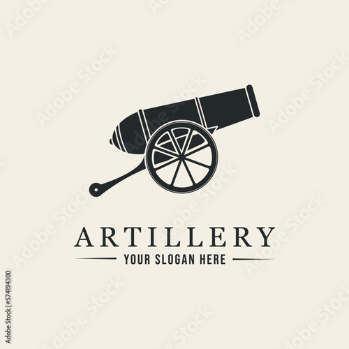 cannon artillery bullet silhouette art logo vector.