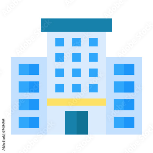 Office Building Flat Multicolor Icon