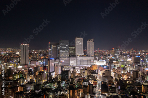 night panorama city view light glowing