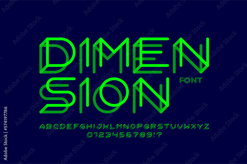 3d style font design, alphabet letters and numbers vector illustration ...