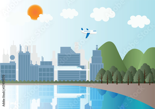 Modern buildings, city and town vector Stock Illustration