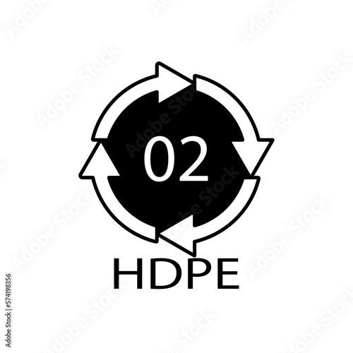 HDPE 02 recycling code symbol. Plastic recycling vector polyethylene sign.