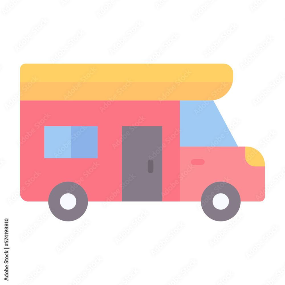 Camper Van Flat Multicolor Icon Camper Van Flat Multicolor Icon