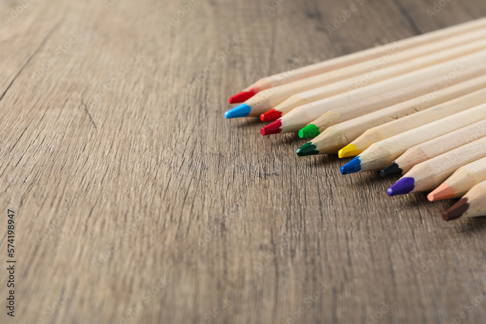 Obraz premium Concept of supplies for drawing - Colorful pencils