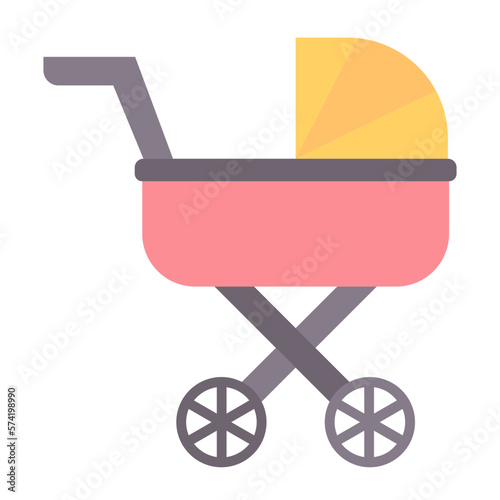 Stroller Flat Multicolor Icon