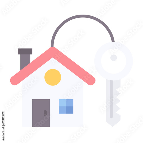 House Key Flat Multicolor Icon © SAMDesigning