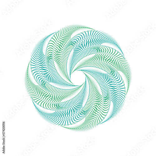 terry palm leaves green swirl isolated vector circle