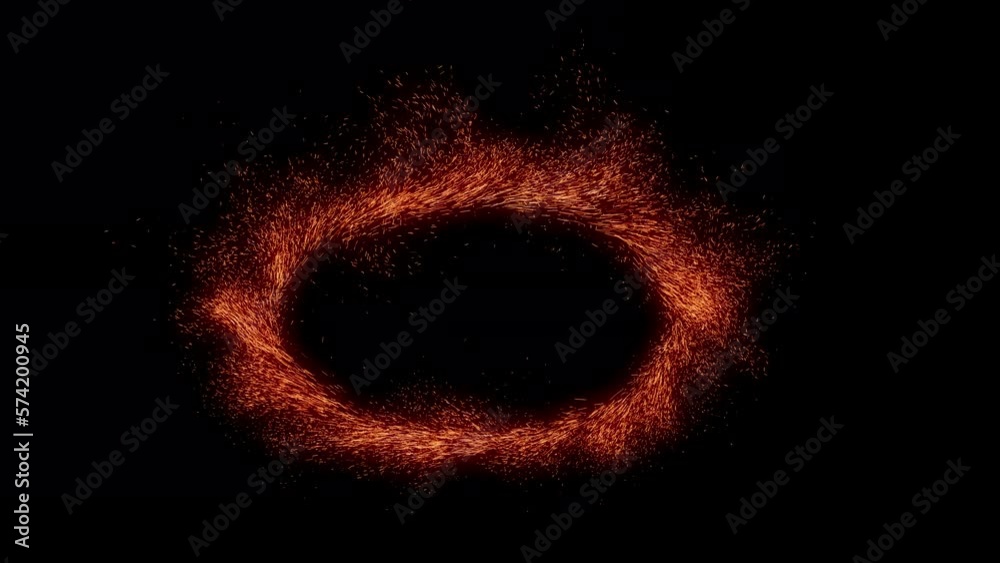  Dimensional Strange portal from top opening on black background, Sparky circular magic portal effect.VFX element