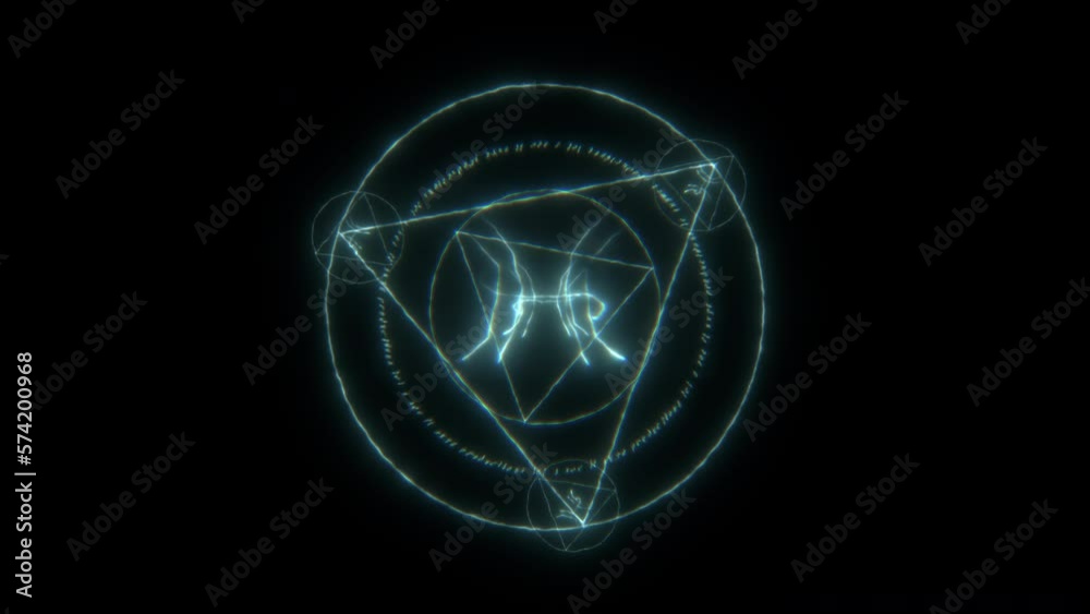 Defensive blue spell with circular shapes and triangles, simulation mystical arts. Special effects animation VFX element. Defensive blue spell with circular shapes and triangles, simulation mystical arts. Special effects animation VFX element.