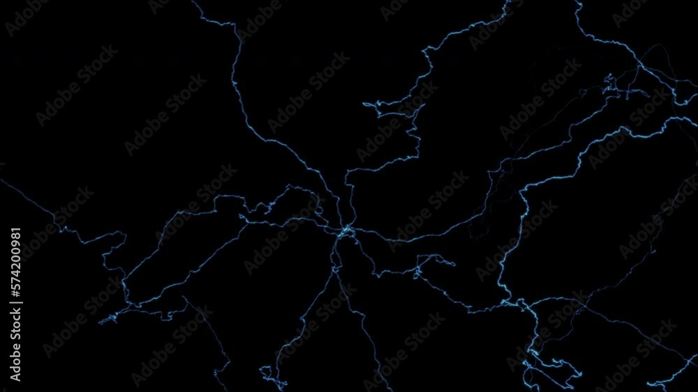 Animation electric rays giving off energy towards a center on a black background. Overlay, VFX element. Animation electric rays giving off energy towards a center on a black background. Overlay, VFX element.
