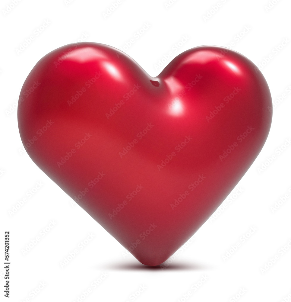 3d red glossy heart isolated on transparent background