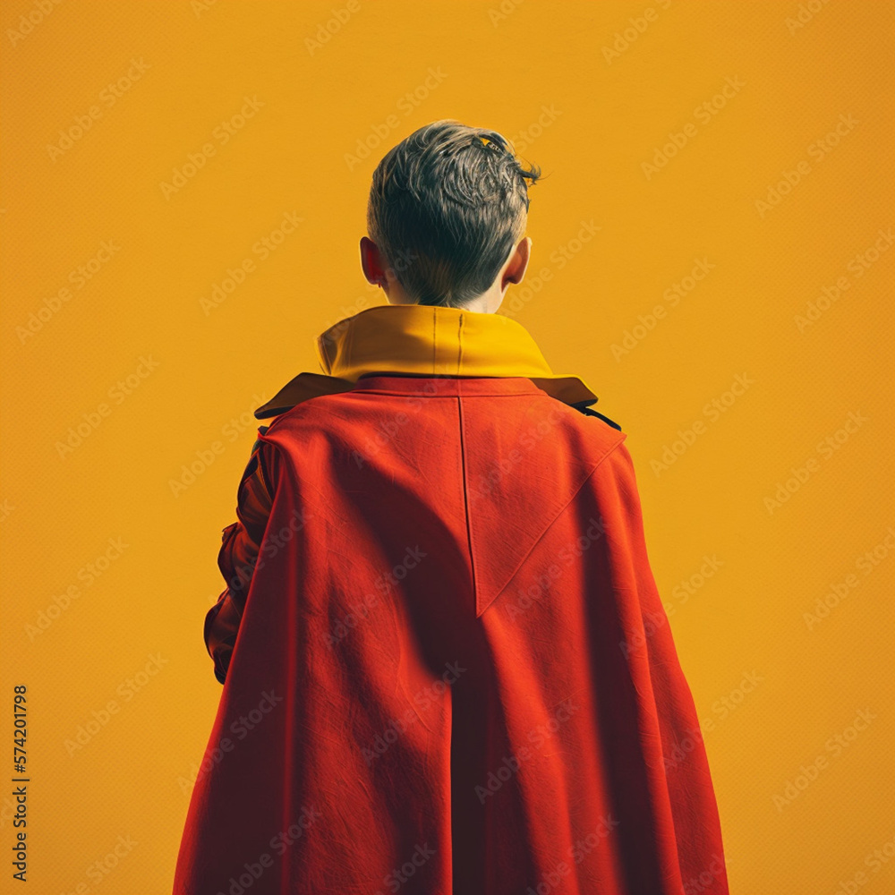 Illustration of a boy dressed as a superhero. Generative AI.