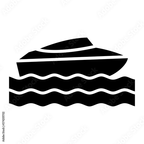 Jet Sprint Boat Racing Glyph Icon