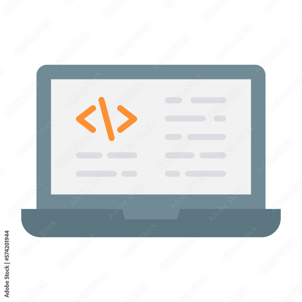Laptop Coding Flat Multicolor Icon Laptop Coding Flat Multicolor Icon