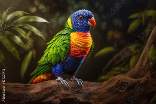 The rainbow lorikeet is a species of parrot found in Australia. photo