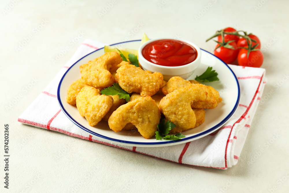 Concept of tasty fast or junk food, nuggets