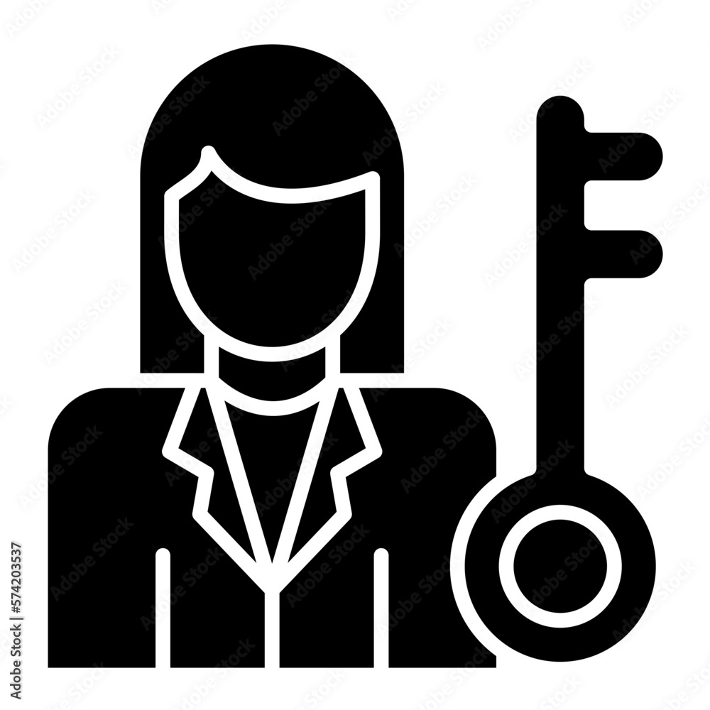 Obraz premium Key Person Female Glyph Icon