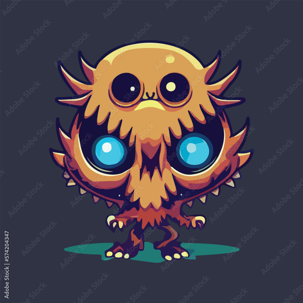 cute monster brown chibi style vector cute monster brown chibi style vector