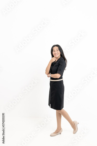 Portrait Confident Smile Business Designer Asian Woman Pink Office Suit Asian Business Girl Startup Success Leader Business Power Woman Executive Person Looking at Camera Copy Space Isolated White