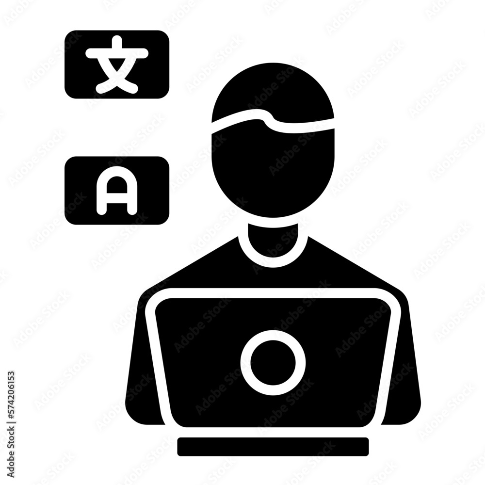 Freelance Translator Glyph Icon Freelance Translator Glyph Icon