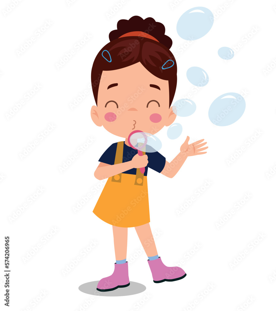 Cute little boy blowing bubbles vector Illustration Cute little boy blowing bubbles vector Illustration