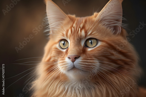 Portrait Beautiful cute orange cat photography made with Generative AI © yuniazizah