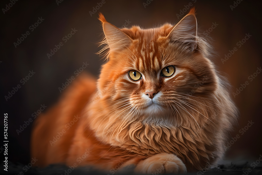 Fototapeta premium Portrait Beautiful cute orange cat photography made with Generative AI