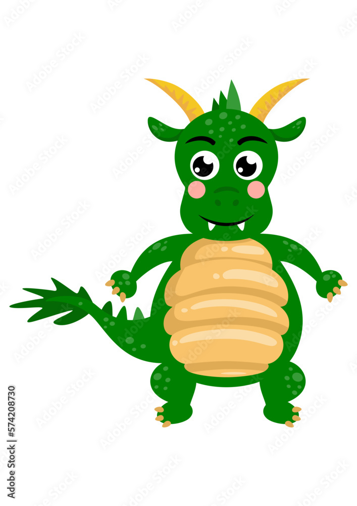 Funny green dragon isolated on white Funny green dragon isolated on white
