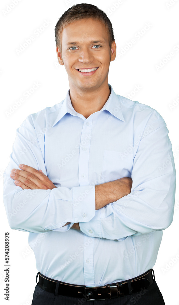 Professional looking man with his arms crossed wearing a button down shirt Professional looking man with his arms crossed wearing a button down shirt