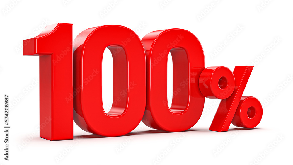 Number 100 Percent 3d red number percent Generative AI