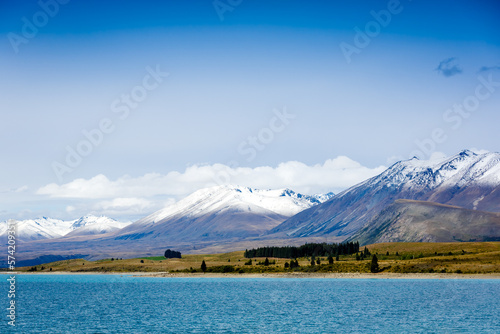 Majestic mountain landscape and Pukaki lake, New Zealand
