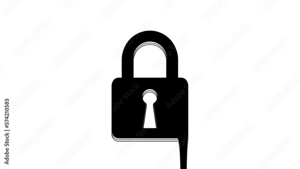 Black Lock icon isolated on white background. Closed padlock sign. Cyber security concept. Digital data protection. Safety safety. 4K Video motion graphic animation Black Lock icon isolated on white background. Closed padlock sign. Cyber security concept. Digital data protection. Safety safety. 4K Video motion graphic animation