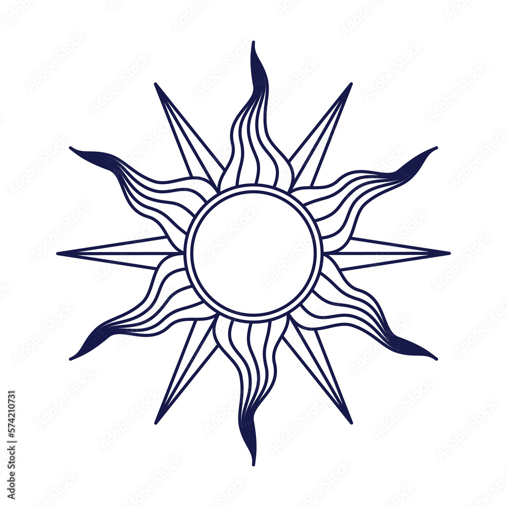 Sun in retro style. Illustration on transparent background Sun in retro style. Illustration on transparent background