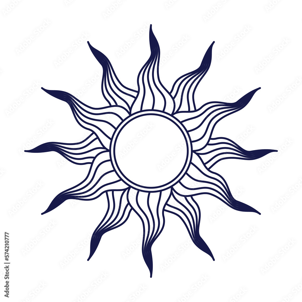 Sun in retro style. Illustration on transparent background Sun in retro style. Illustration on transparent background