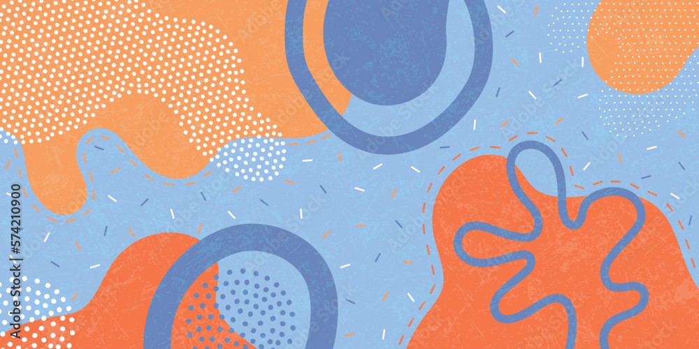 Fototapeta premium Cute doodle pattern background with abstract shapes and dots. Modern vector pattern for Banner, Flyer, Cover...