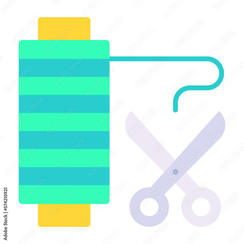 Fototapeta premium Thread Cut Flat Multicolor Icon