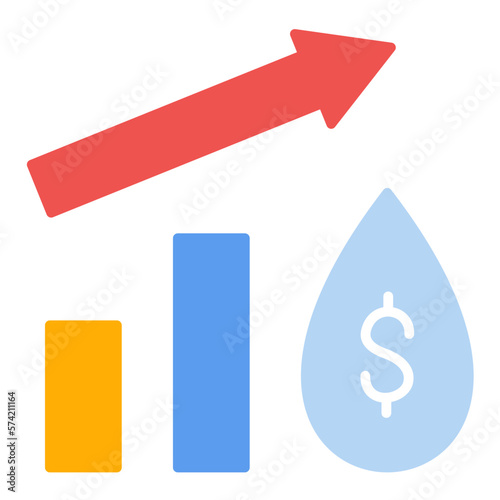 Oil Price Increase Flat Multicolor Icon