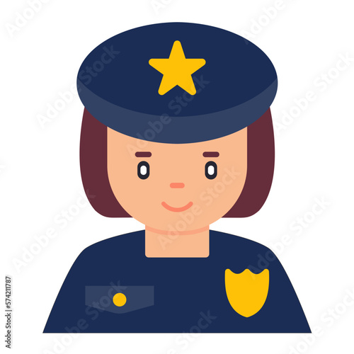 Lady Police Flat Multicolor Icon