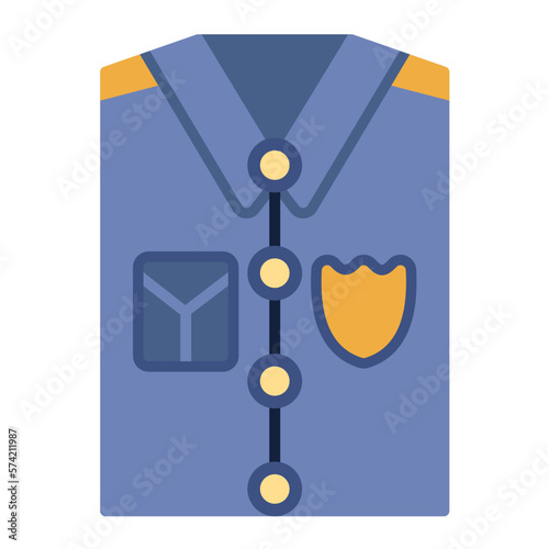 Police Uniform Flat Multicolor Icon