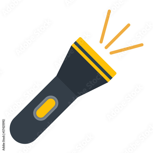Police Flashlight Flat Multicolor Icon