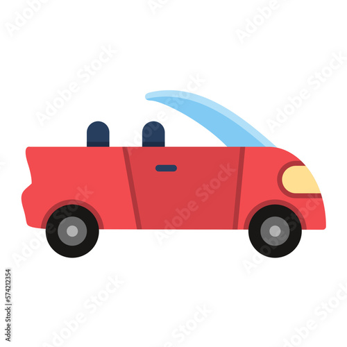 Convertible Car Flat Multicolor Icon