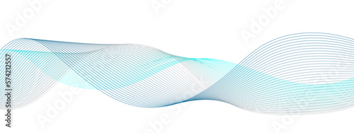 Abstract colorful blue lines on a white background. Blending gradient colors. Digital frequency track equalizer. Line art. Vector illustration.